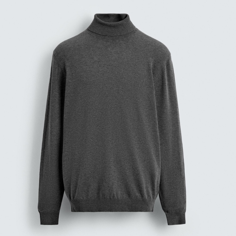 Zara Men's Charcoal Gray Turtleneck Sweater